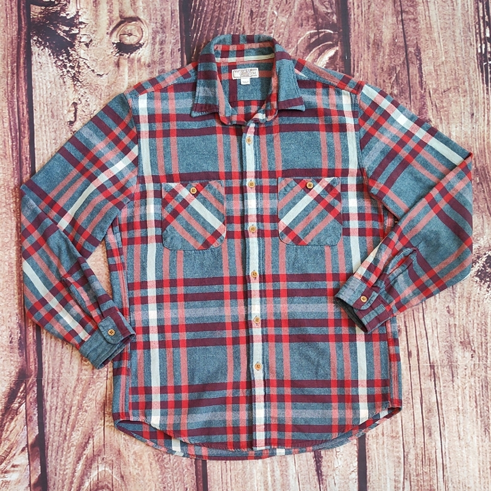 Wallace & Barnes Mens Heavy Twill Flannel Long Sleeve Shirt